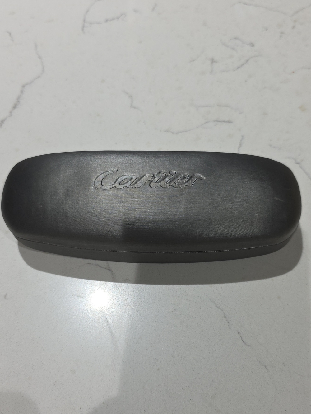 Cartier Men’s Dark Gray Eyewear Case - Sleek Protective Hard Shell